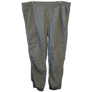 Eddie Bauer Gray Green Outdoors Cargo Pants Elastic Tie Waistband And Ankle XL